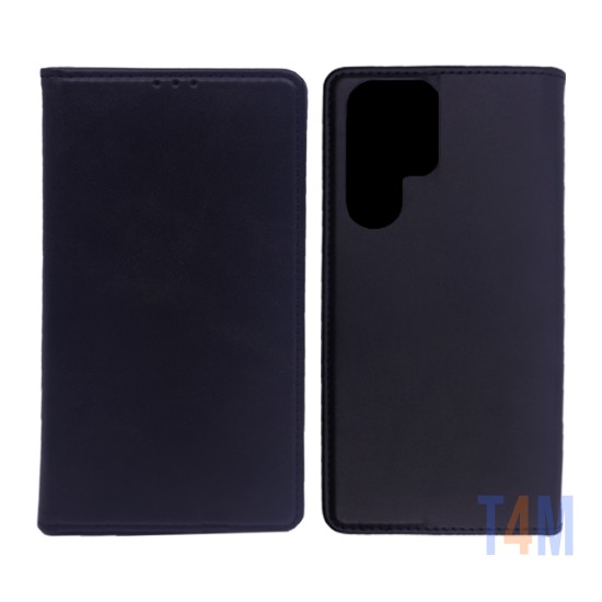 LEATHER FLIP COVER WITH INTERNAL POCKET FOR SAMSUNG GALAXY S22 ULTRA BLACK